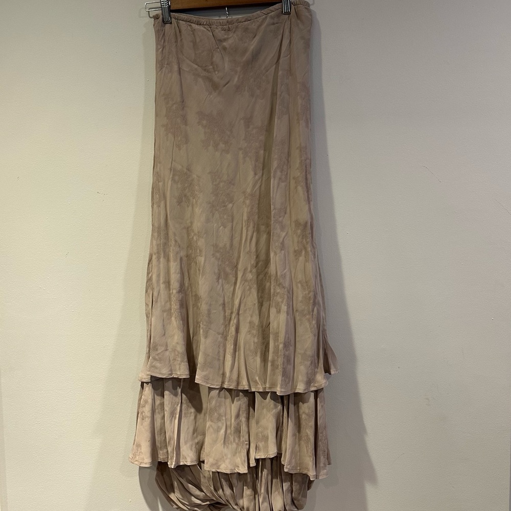 Tiar Bellomo Asymmetrical Maxi Skirt With a Crinkled Chiffon Floral Print